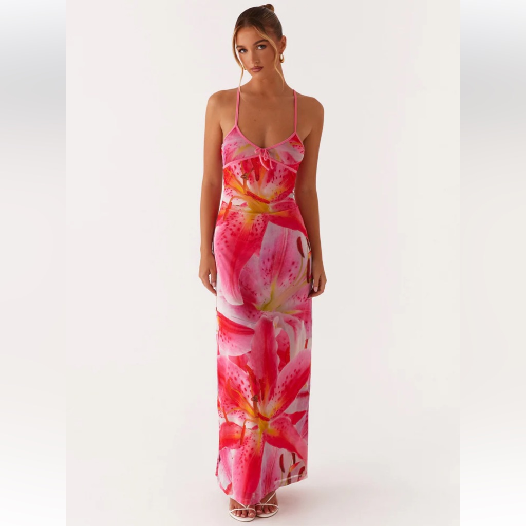 Peppermayo Pink & Red Floral Maxi Dress